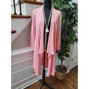 Azules Women's Pink Polyester Long Sleeve Open Front Casual Cardigan Size Medium